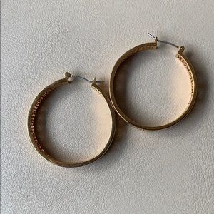 Tory Burch Jewelry - Tory Burch Kinsley gold logo hoop earrings Tory Burch Jewelry - Tory Burch Kinsley gold logo hoop earrings